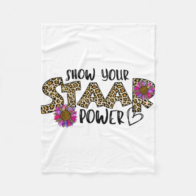 Your Staar Power Leopard Teacher Testing Exam Test Fleece Blanket (Front)