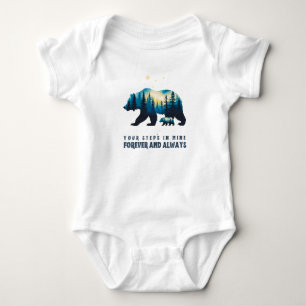 Your Steps in Mine Bear Design – Family Gift Baby Bodysuit