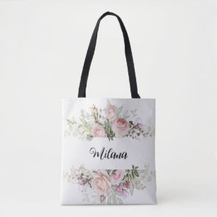 Your Story in Bloom: Design Your Own Boho Floral T Tote Bag