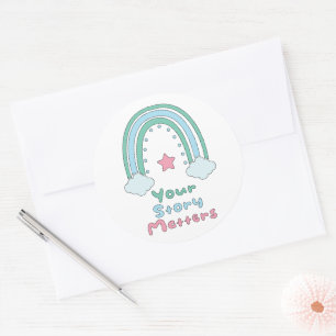 Your story matters motivational boho rainbow classic round sticker