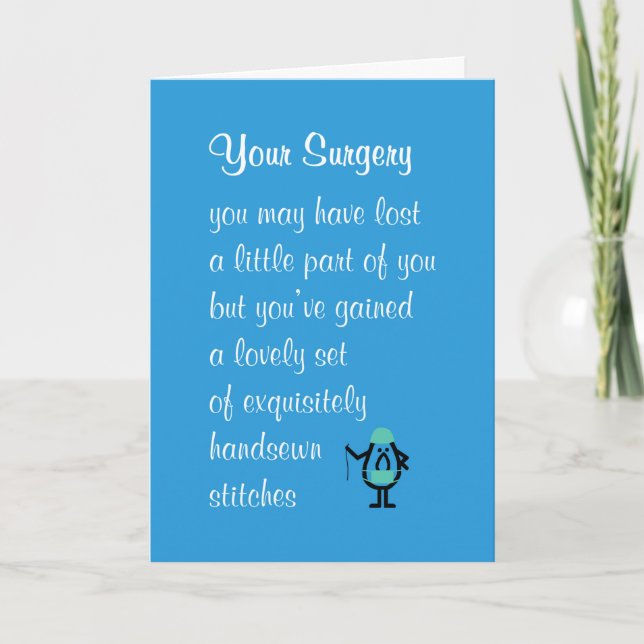 Your Surgery A Funny Get Well Soon Poem Card (Front)