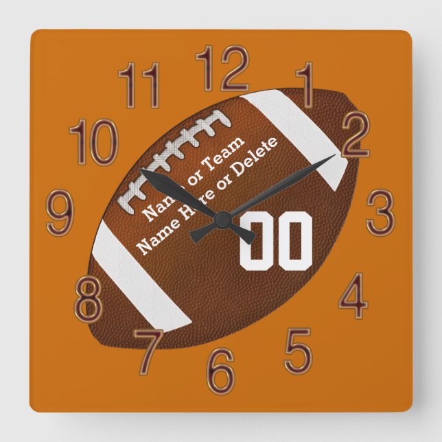 Your Team COLORS, NAME, NUMBER Football Clocks (Front)