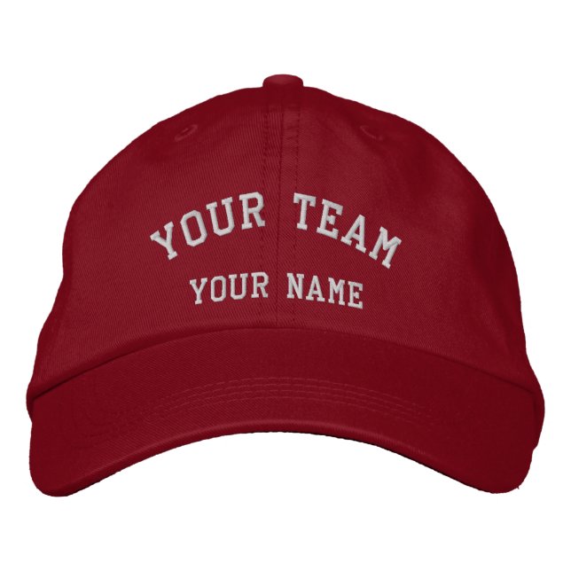 Your Team Embroidered Red/White Cap Template (Front)