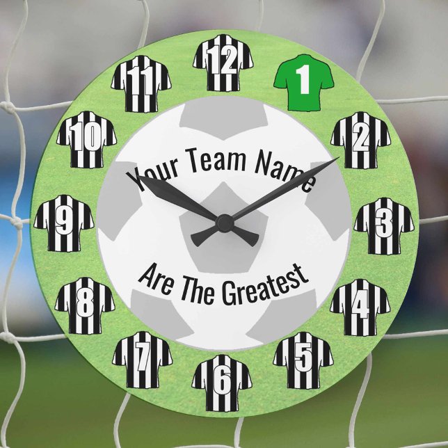 Your Team Name Football Clock Black & White Shirts (Creator Uploaded)