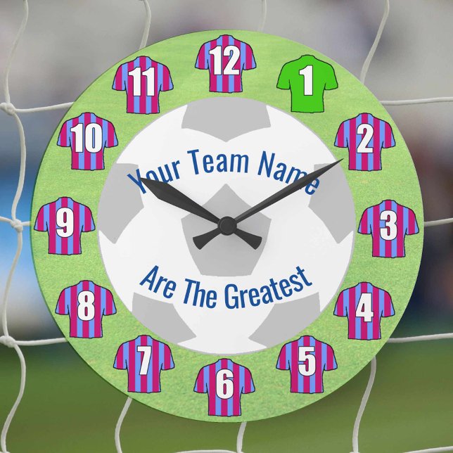 Your Team Name Football Clock - Claret & Blue (Creator Uploaded)