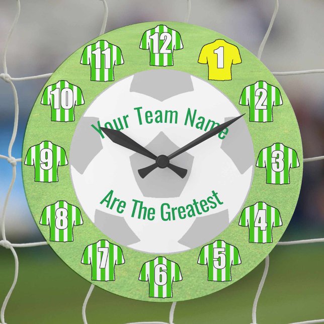 Your Team Name Football Clock - Green Shirts (Creator Uploaded)