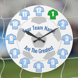 Your Team Name Football Clock - Light Blue Shirts