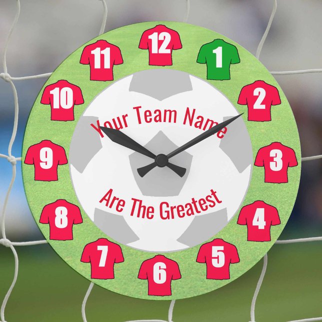 Your Team Name Football Clock - Red Shirts (Creator Uploaded)
