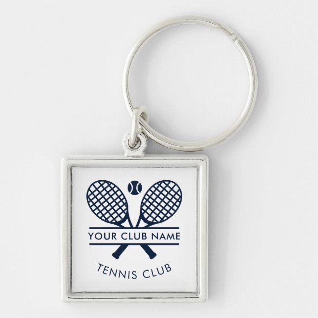 Your Tennis Club Name Modern Sports Swag Custom Key Ring (Front)
