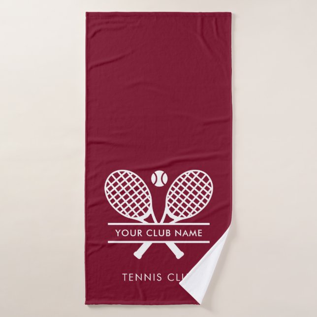 Your Tennis Club Name Team Colours Burgundy Bath Towel (Bath Towel)