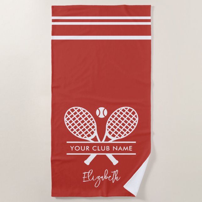 Your Tennis Club Name Team Swag Any Colour Custom Beach Towel (Front)