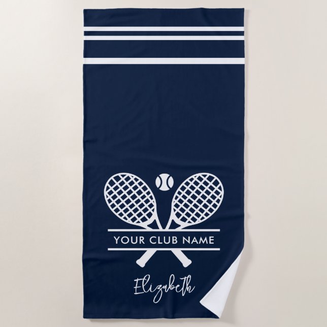 Your Tennis Club Name Team Vacation Custom Beach Towel (Front)