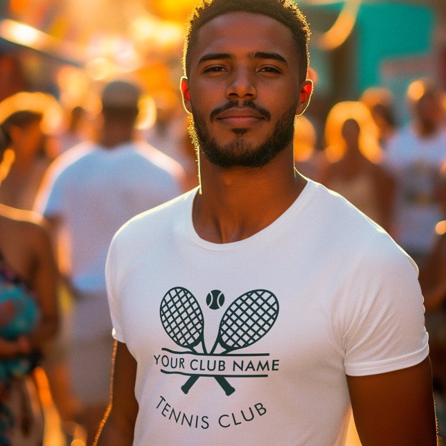 Your Tennis Club Team Player Custom Swag T-Shirt (Lawn Tennis Club Members Swag T-Shirt with Green Logo for Men)