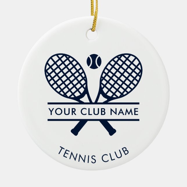 Your Tennis Country Club Name Christmas Ceramic Ornament (Front)