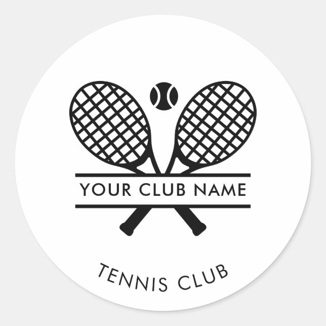 Your Tennis Country Club Name Minimalist Office Classic Round Sticker (Front)