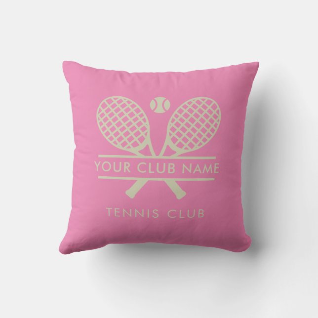 Your Tennis Country Club Name Rackets Motif Custom Cushion (Back)