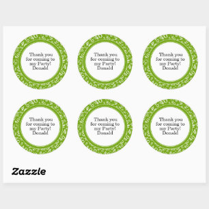 Your Text 40th Random Number Pattern Green/White Classic Round Sticker