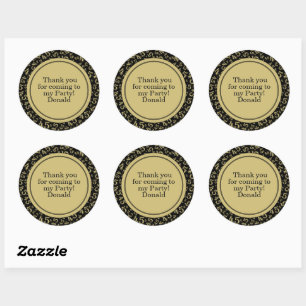 Your Text 45th Random Number Pattern Black/Gold Classic Round Sticker