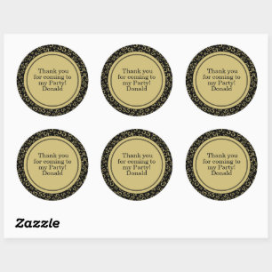 Your Text 55th Random Number Pattern Black/Gold Classic Round Sticker