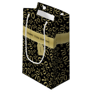 Your text: 70th Birthday Black/Gold Number 70 Small Gift Bag