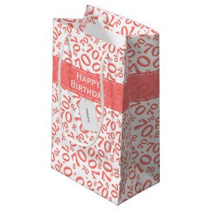 Your text: 70th Birthday Coral Number 70 Pattern Small Gift Bag
