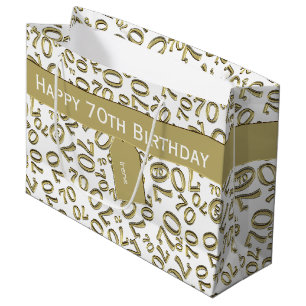 Your text: 70th Birthday Gold Number 70 Pattern Large Gift Bag