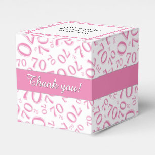 Your Text 70th Birthday Number Pattern Pink/White Favour Box