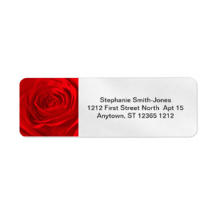 Your Text: Abstract Red Rose Floral Photo Pattern Return Address Label