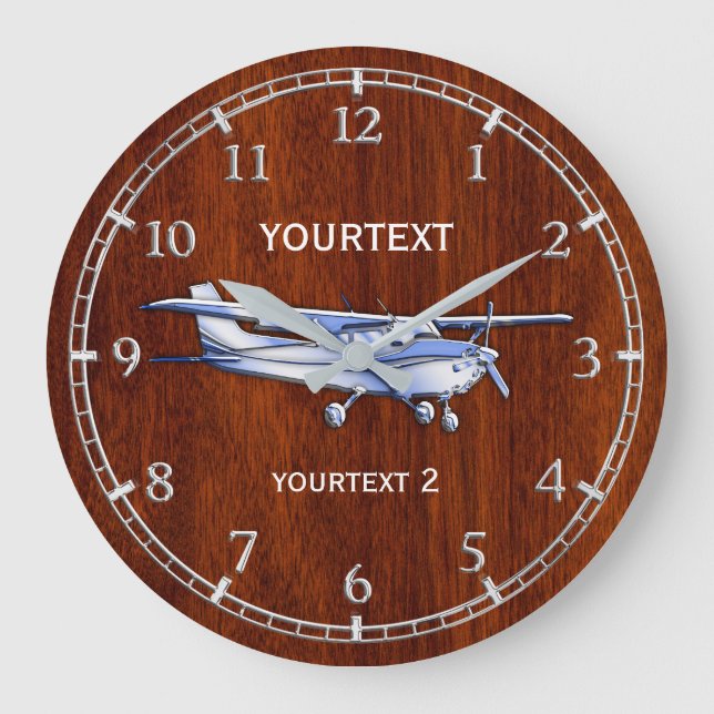 Your Text Aircraft Classic Cessna Flying on a Large Clock (Front)