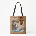 Your Text and Dog Photo Tote Bags