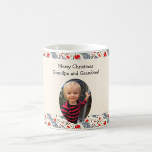 Your text and photo Christmas mug with pattern.v.2