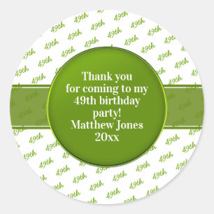 Your Text:  Birthday Number Pattern Green/White Classic Round Sticker