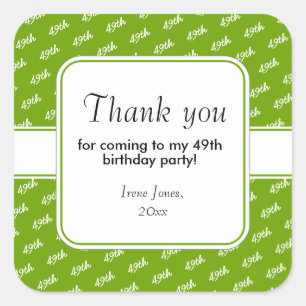 Your Text:  Birthday Number Pattern Green/White Square Sticker