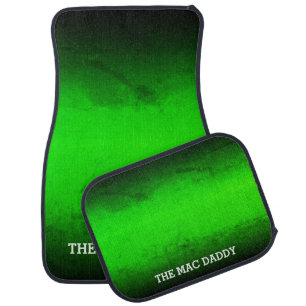 (YOUR TEXT) - Black and Green Gradient Car Mat