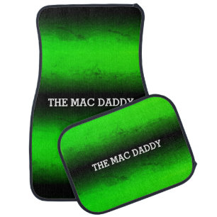 (YOUR TEXT) - Black and Green Gradient Florescent Car Mat