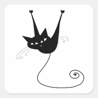 Your Text - Black Cat Character Pose 10 Poster Square Sticker