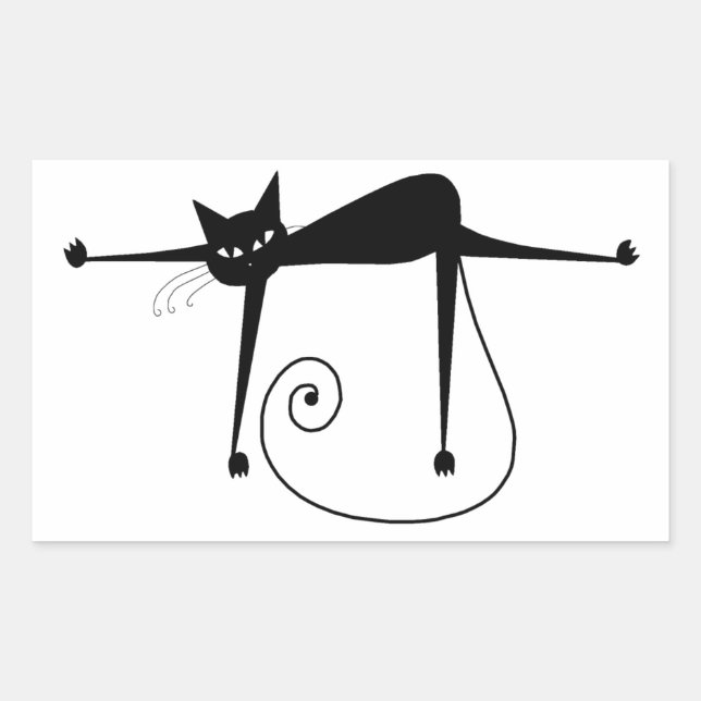 Your Text - Black Cat Character Pose 3 Rectangular Sticker (Front)