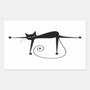 Your Text - Black Cat Character Pose 3 Rectangular Sticker