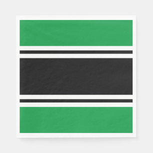 YOUR TEXT Black White Racing Stripes On Green Napkin