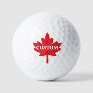 Your Text Canadian Red And White Maple Leaf Design Golf Balls