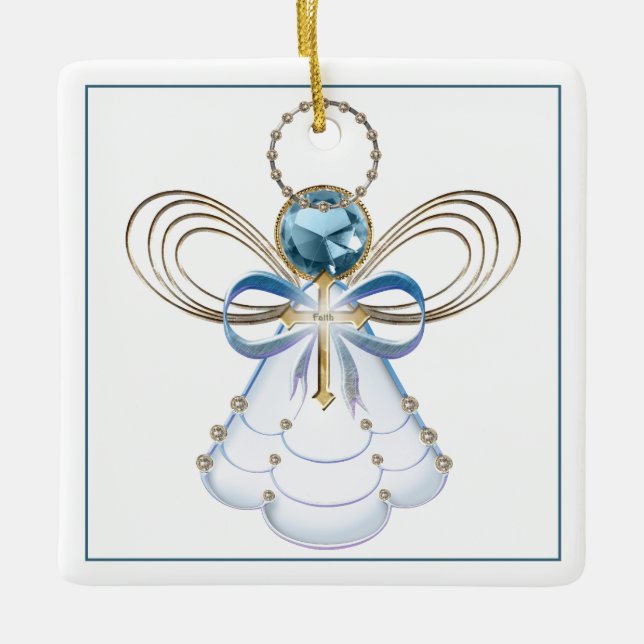 Your Text:  Christmas Angel of Faith Ceramic Ornament (Front)