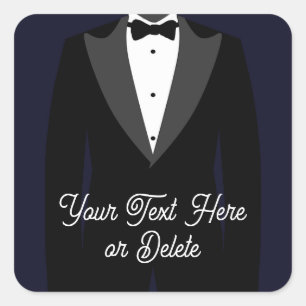Your Text/Colour Black Tuxedo Suit Groom Prom Square Sticker