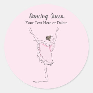 Your Text & Colour Blush Pink Ballet Dancer in Tut Classic Round Sticker