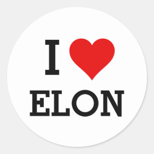 Your Text/Colour Classic I Love Elon Red Heart Round Sticker
