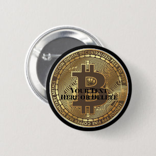 Your Text/Colour Gold Bitcoin Crypto Currency Mone 6 Cm Round Badge