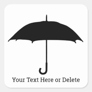 Your Text/Colour Rain Weather Open Black Umbrella Square Sticker