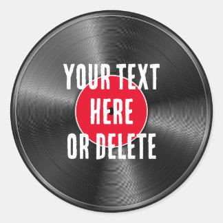 Your Text/Colour Retro Vinyl Record Album Music DJ Classic Round Sticker
