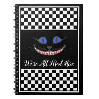 Your Text/Colour We're All Mad Here Cheshire Cat Notebook