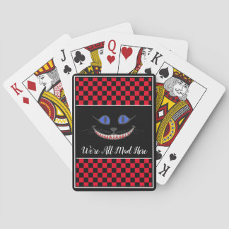 Your Text/Colour We're All Mad Here Cheshire Cat Playing Cards