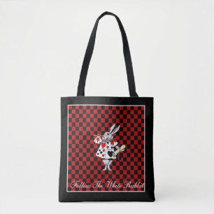 Your Text/Colour White Rabbit Alice in Wonderland Tote Bag